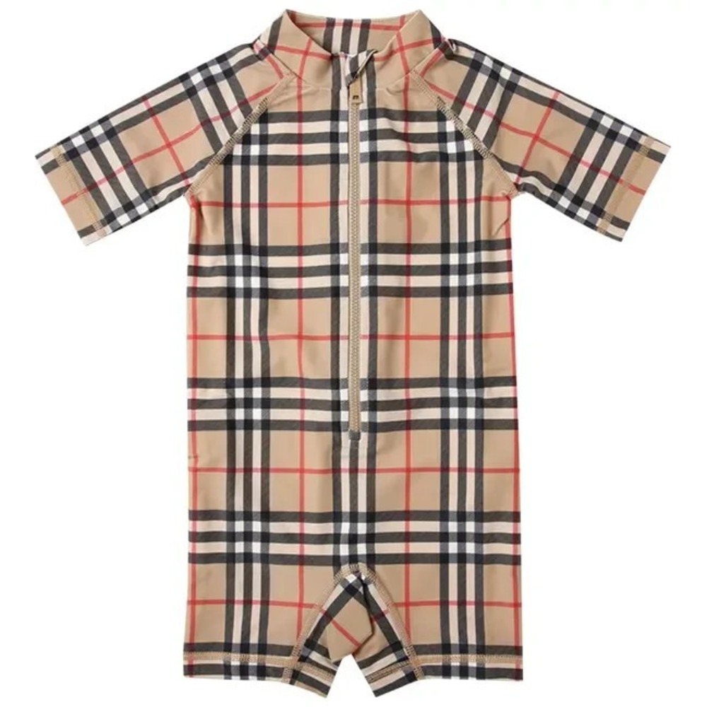 BURBERRY Infant's Sebastian Check Print Rashguard Swimsuit Size 18 Months NWT